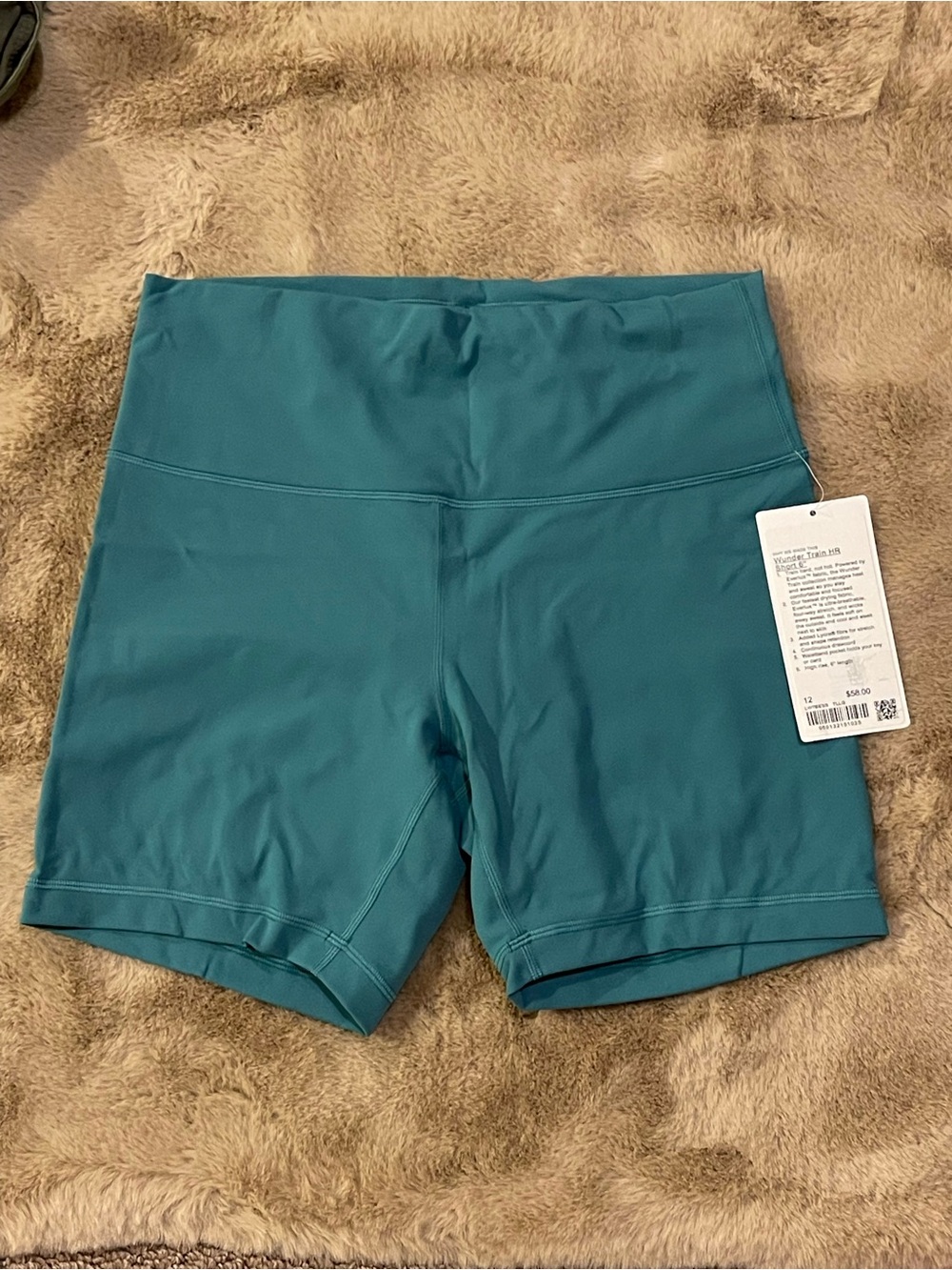 LULULEMON NWT WUNDER TRAIN HIGH RISE SHORTS 6 INCH LENGTH, GREEN AQUA TLLG 12 XL